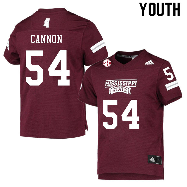 Youth #54 Jackson Cannon Mississippi State Bulldogs College Football Jerseys Sale-Maroon
